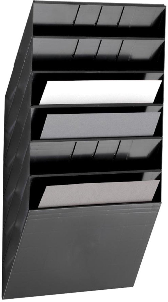 Portafolletos duradero flexiboxx 6, 6 compartimentos, A4, horizontal, negro