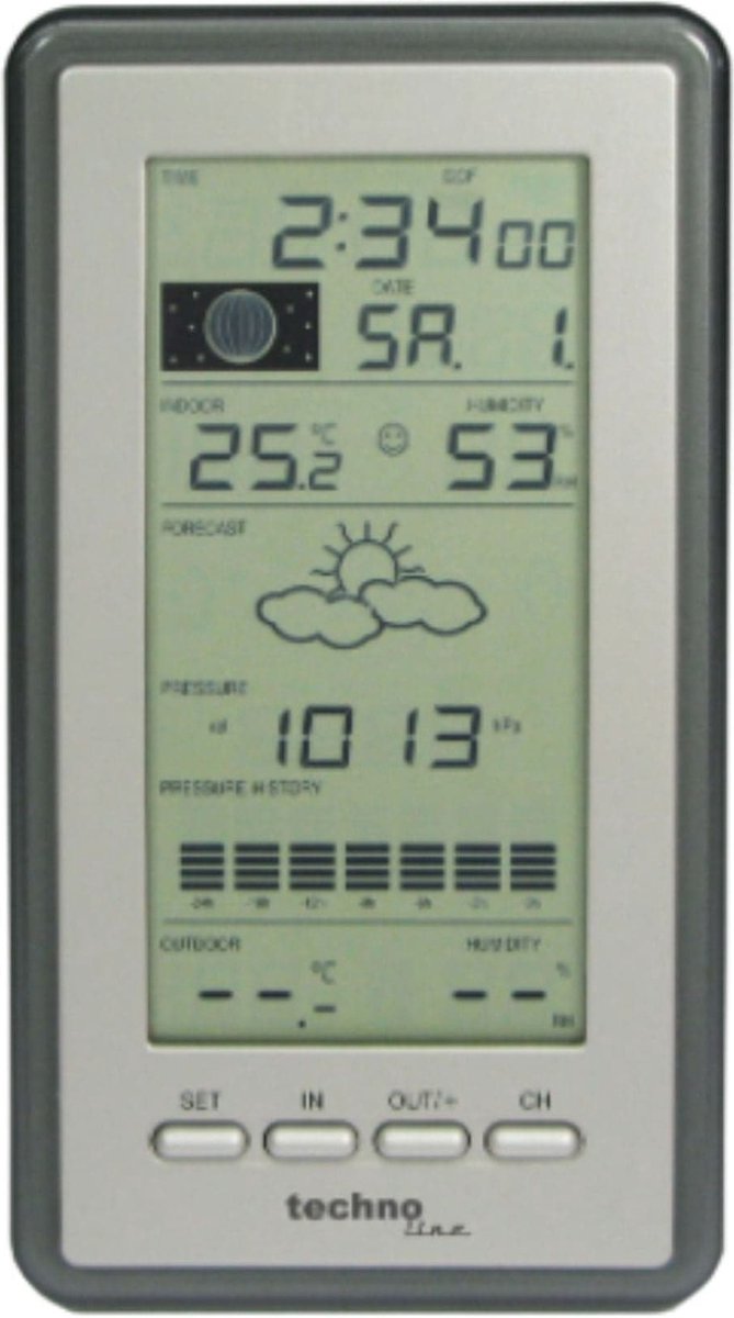 Technoline weerstation - ws 9040-it - 100x178x28mm - zilver grijs - met 1 buitensensor 100m - tl-ws9040-it