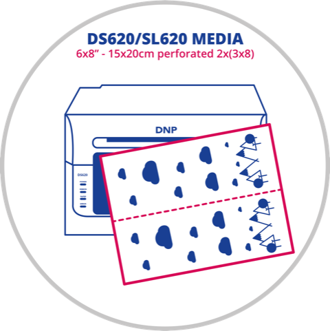 DNP Paper 2 Roll � 200 PC. 15x20 perforado a 7.5x20 para DS620