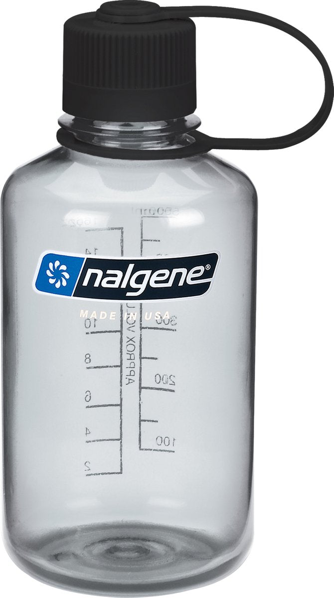 Nalgene - botella de boca estrecha - botella para beber - botella de agua - a prueba de fugas - 500 ml - sin bpa - sustentable - gris
