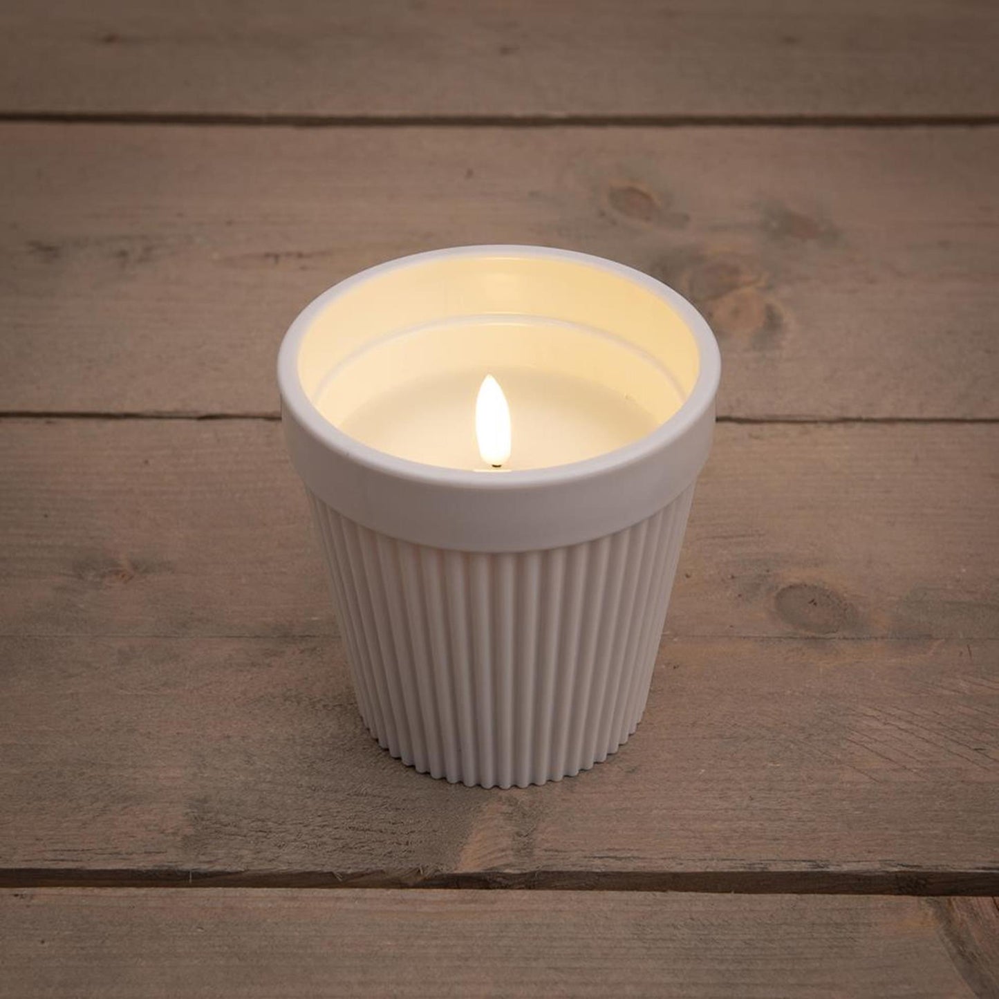 Candela da esterno a LED della collezione Anna in vaso bianco ø11cm h11cm