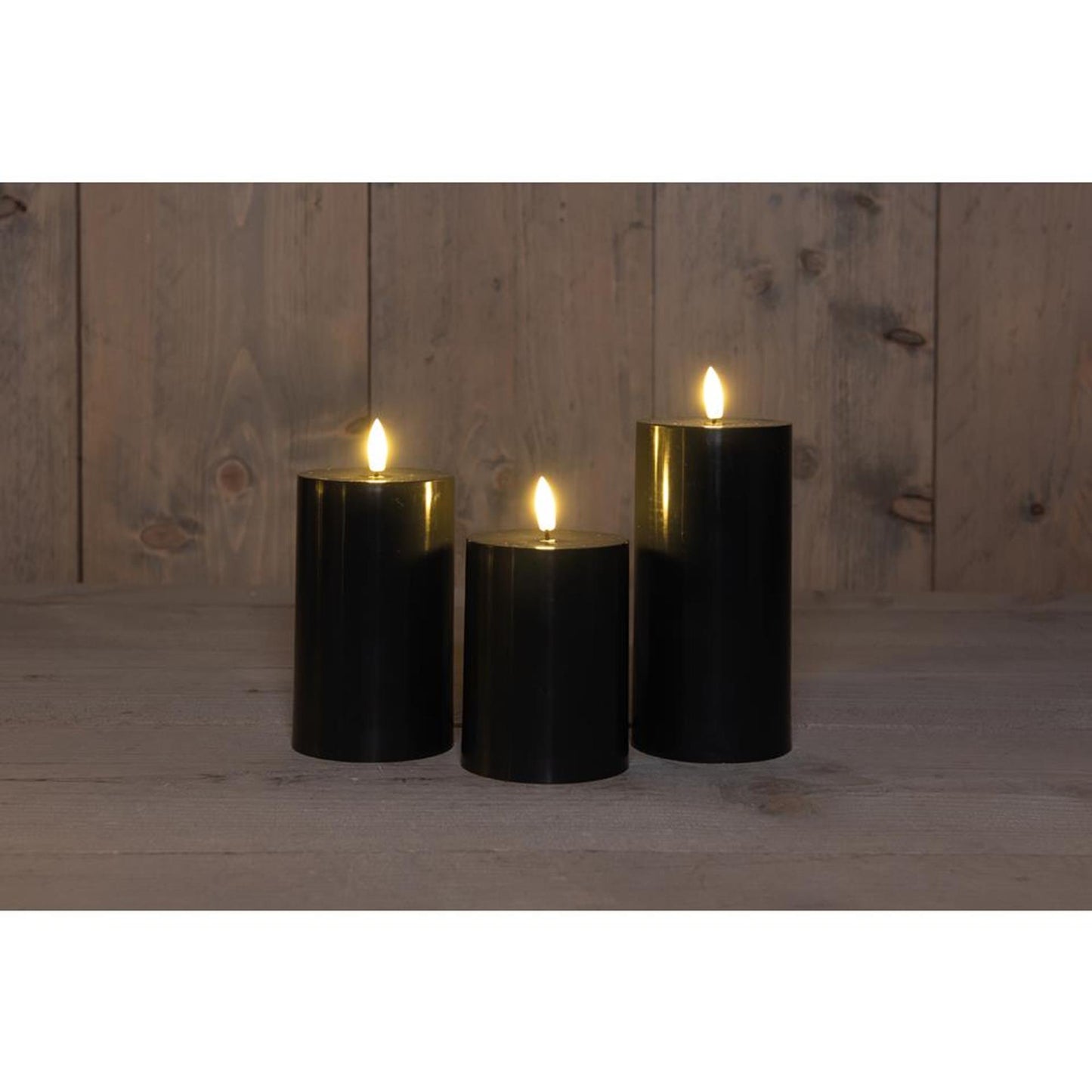 Candela da esterno a led nera della collezione Anna, set da 3