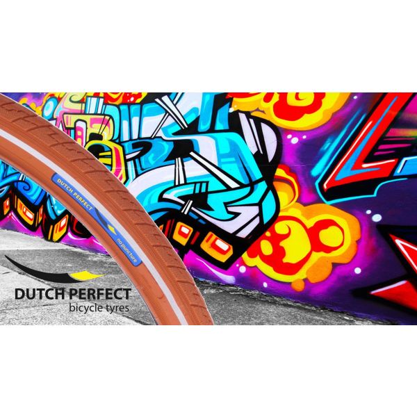 Dutchperfect Tire Dutch Perfect 28 x 1.40 40-622 mm de marrón anti-lok con reflejo