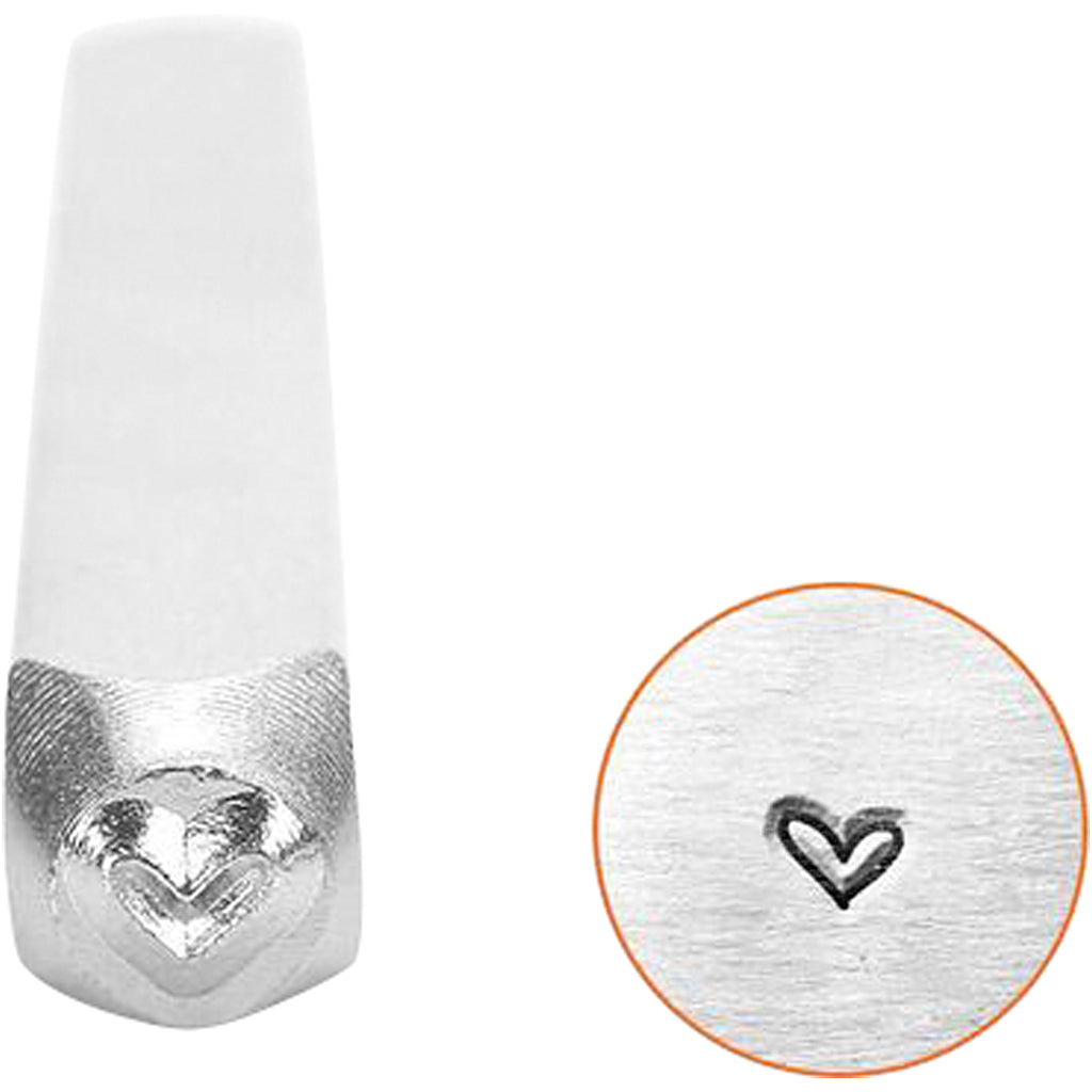Sello de estampado de enrollamiento de ImprestRart, corazón, L: 65 mm, tenu 3 mm, 1 pieza
