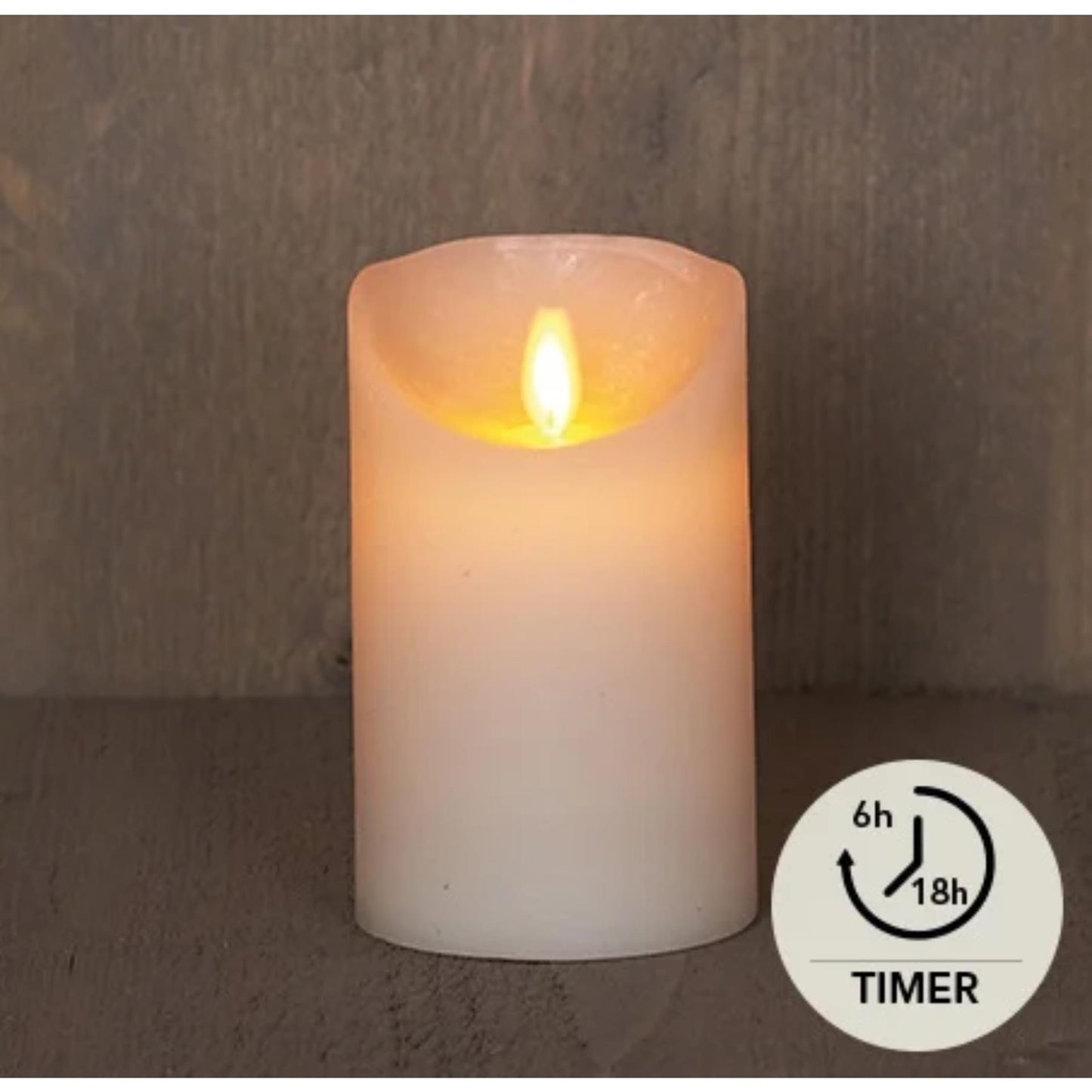 Anna's collection led rustiek stompkaars wax bewegende vlam op 3xaaa batterij met timer 7,5x12,5cm ivoor