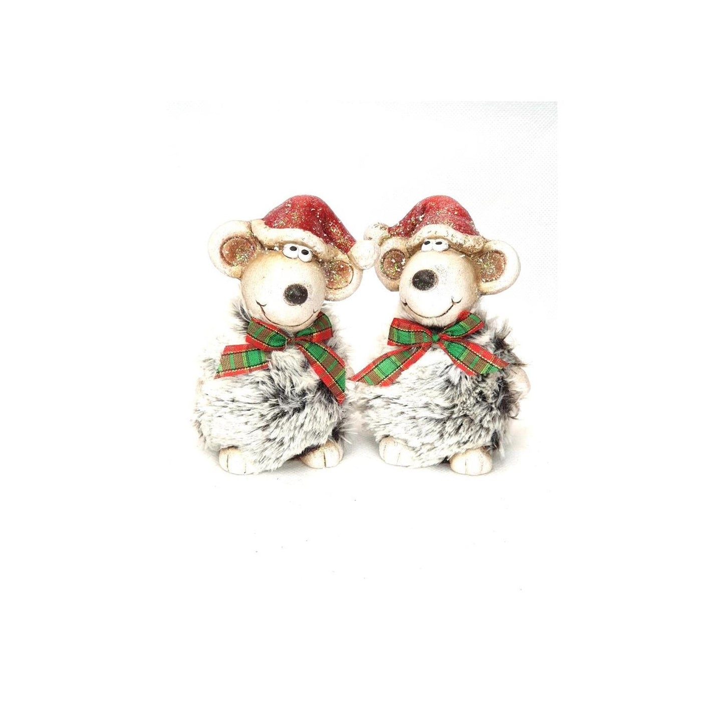 Estatua ambiente mansión ratón con gorro de Papá Noel 7x5,5x10,5cm