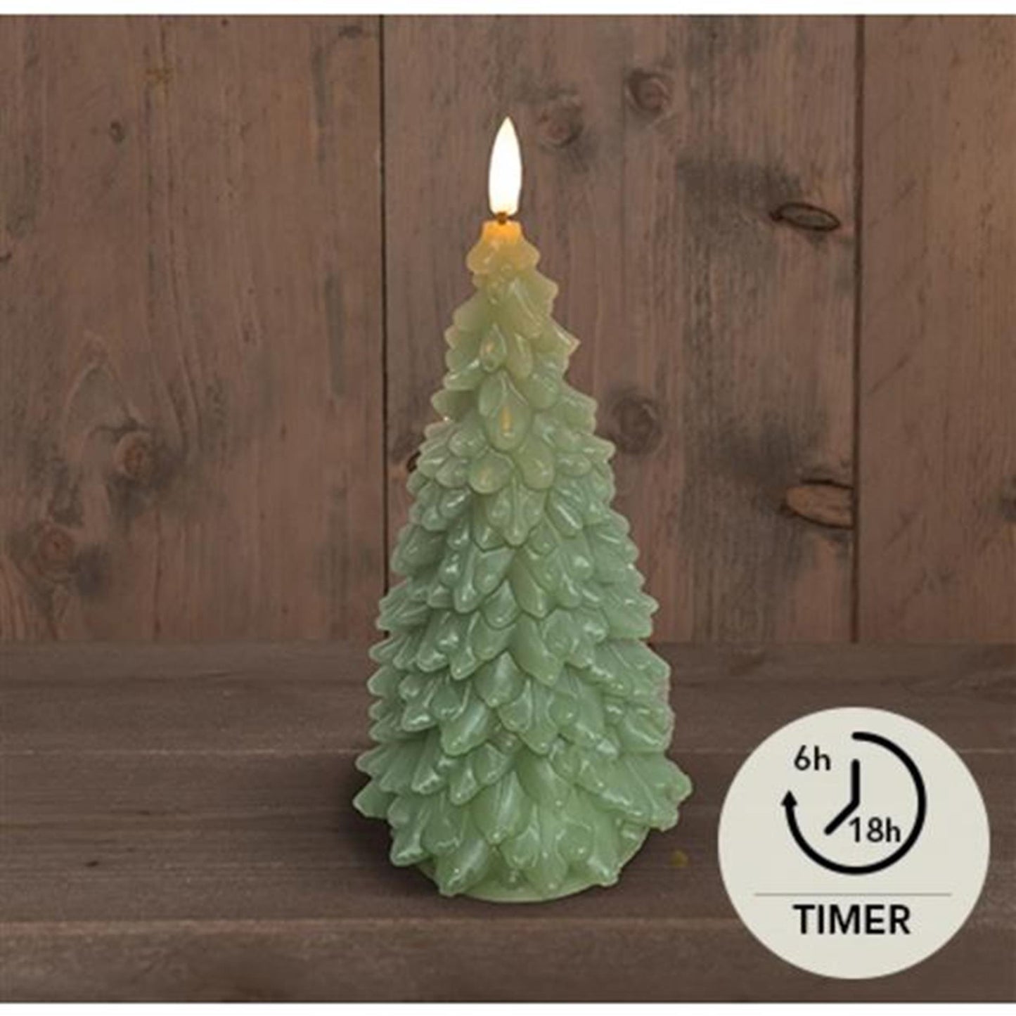 Albero di Natale in cera di candela LED collezione Anna verde 9,5x20 cm
