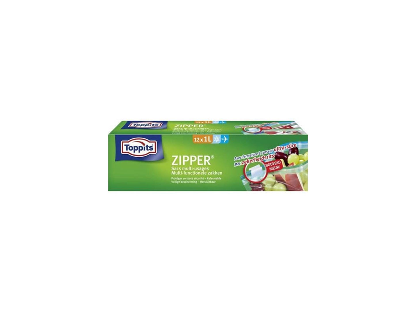 Toppits toppits con cerniera multifunzionale sacchetti 1l 12 pezzi
