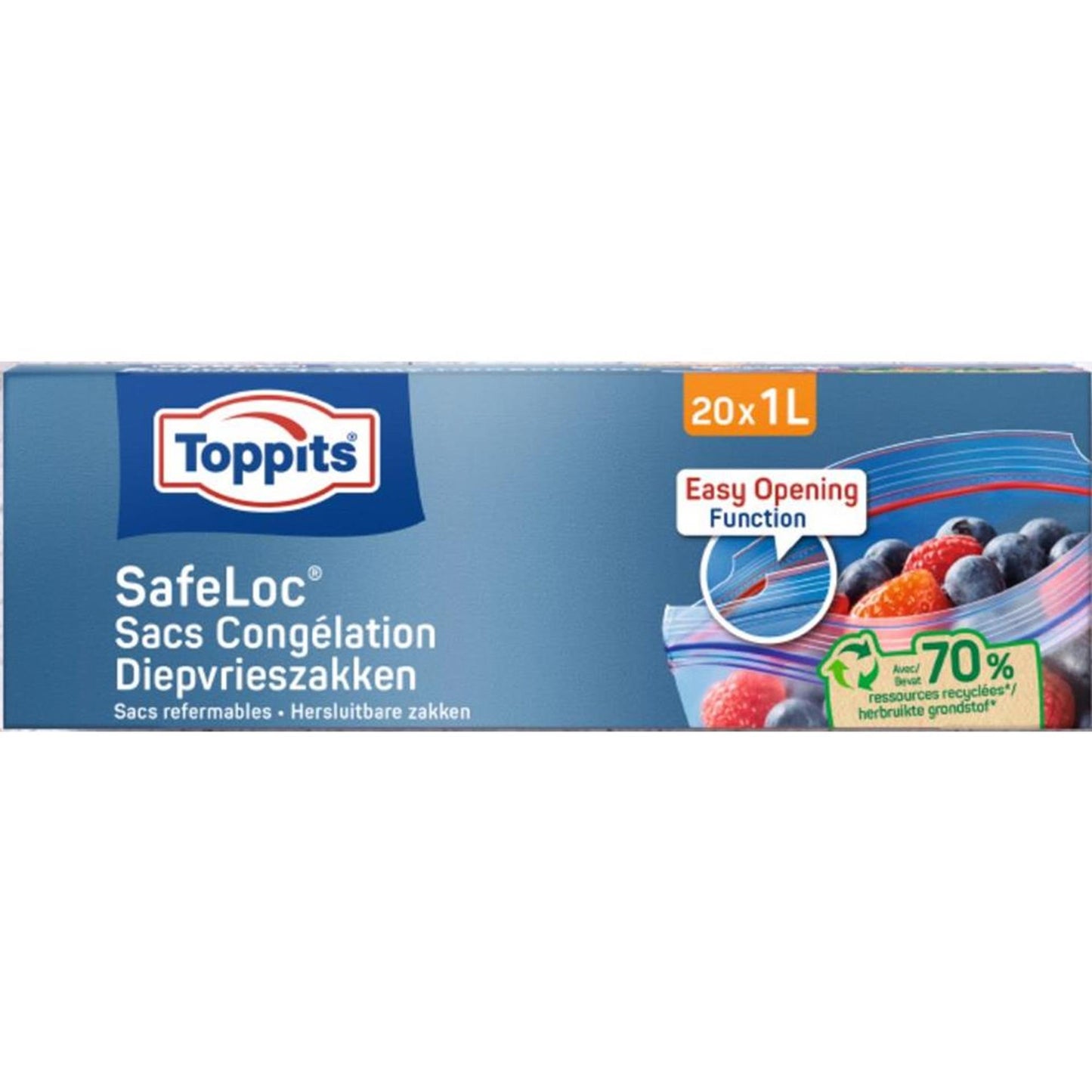 Toppits toppits safeloc zip-diepvoedzaks 1l 20 pezzi