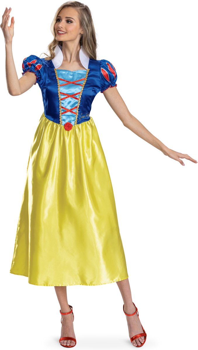 Disfraz princesa disney - blanca nieves, vestido blanca nieves básico plus adultos, talla m (8-10), adultos