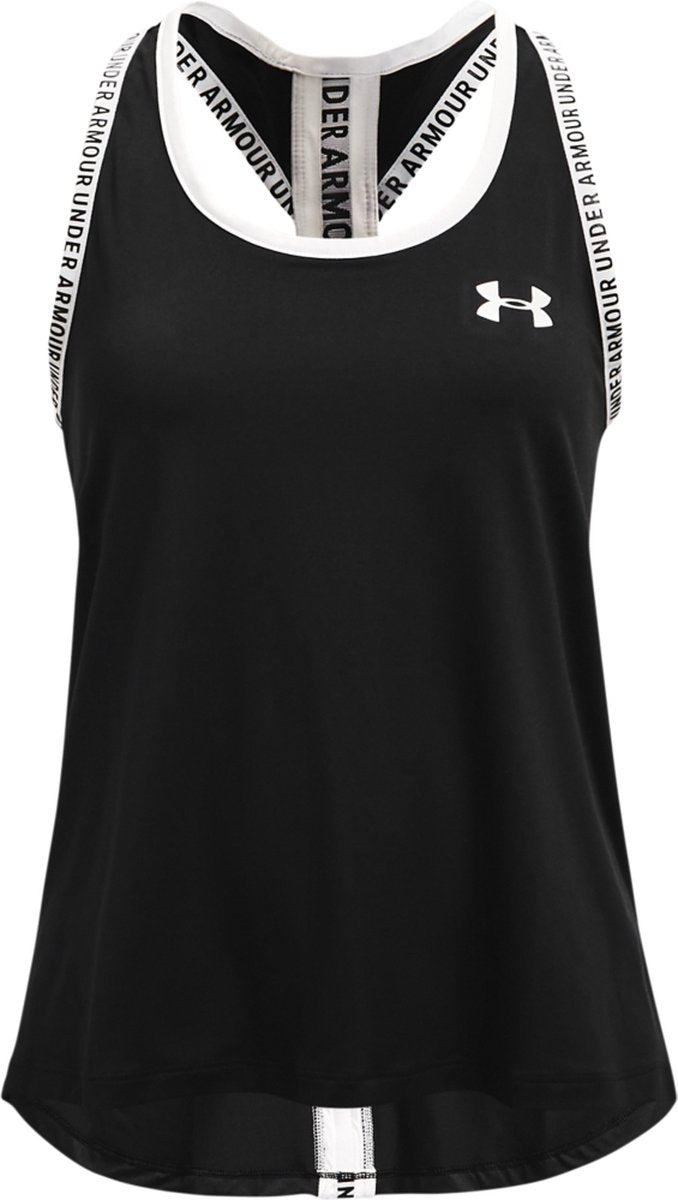 Under armour tech knockout tank-blk meisjes sportshirt - zwart - wit