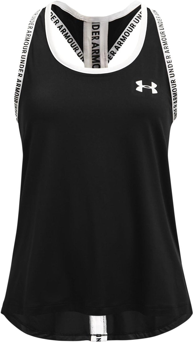 Under armour tech knockout tank-blk meisjes sportshirt - zwart - wit