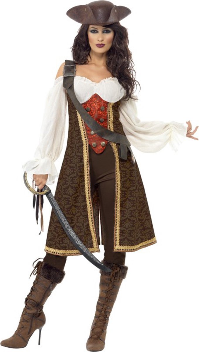 Vegaoo bruin pirate pak vor dames - verkleedkleding - small