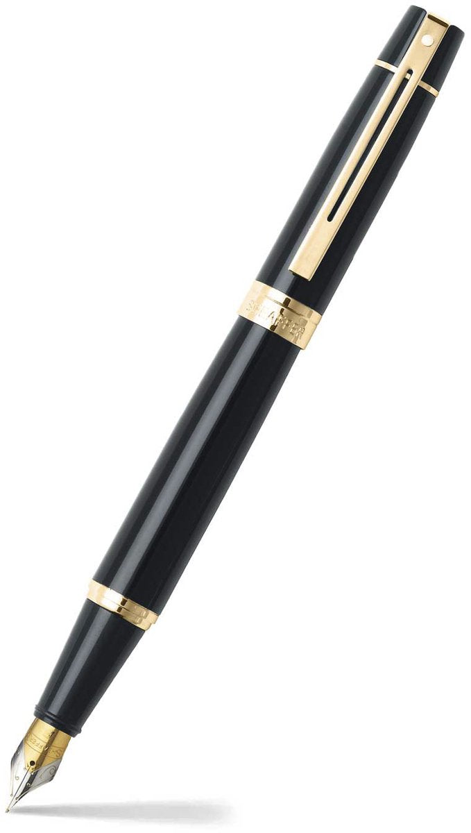 Penna stilografica Sheaffer - 300 e9325 - f - tono oro nero lucido - sf-e0932543