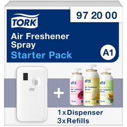 Deodorante per ambienti Tork A1 Starter Pack 3 ricariche bianco