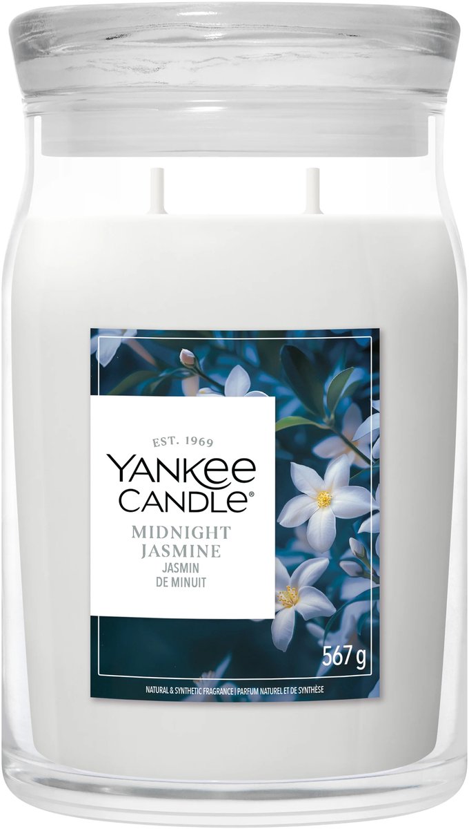 Yankee candle - midnight jasmine large jar geurkaars - 90 branduren - twee lonten