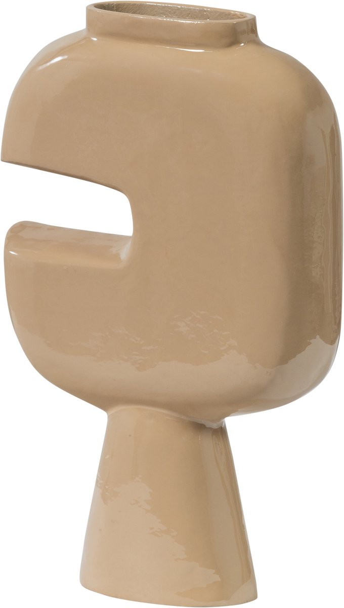 Jarrón Woood gianna - aluminio - arena - 31x21x7 cm