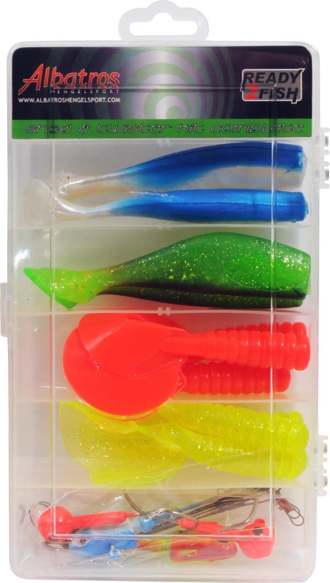 Albatros ready2fish twister shad box - juego de pesca - 16 piezas
