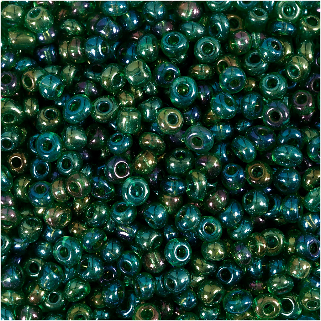 Perline Creativ Company, d 3 mm, misura 8 0, misura del buco 0,6-1,0 mm, verde lucido, 25 gr 1 scatola