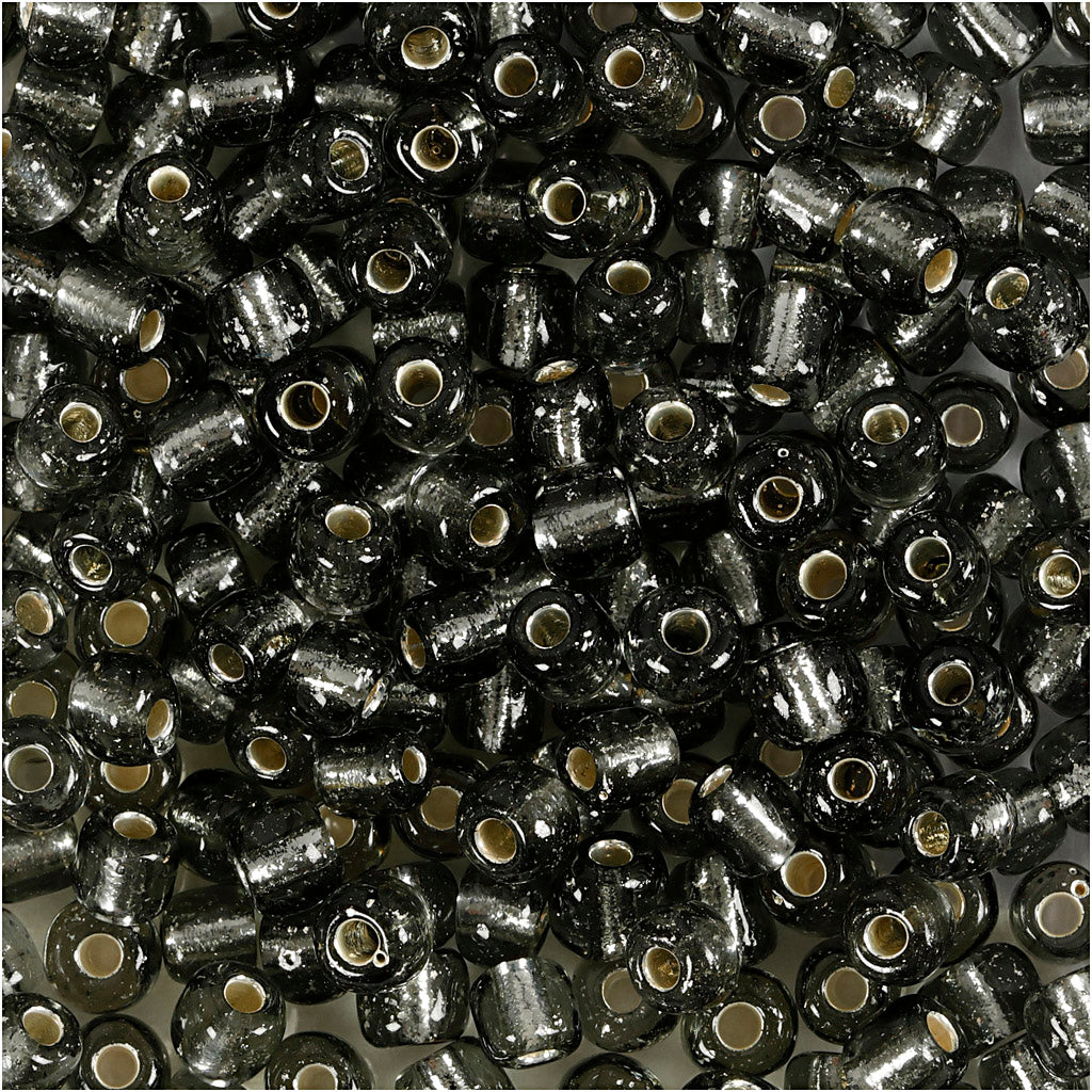 Perline Creativ Company, d 4 mm, misura 6 0, misura del buco 0,9-1,2 mm, grigio brillante, 25 gr 1 scatola