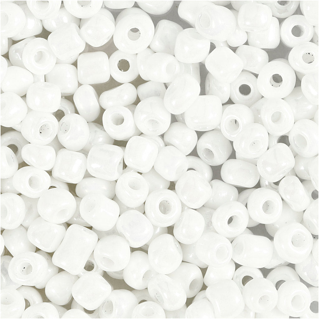 Perline Creativ Company, d 4 mm, misura 6 0, misura del buco 0,9-1,2 mm, madreperla bianca, 25 g 1 scatola
