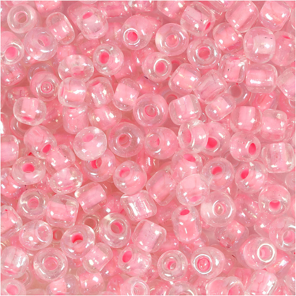 Perline Creativ Company, d 4 mm, misura 6 0, misura del buco 0,9-1,2 mm, nucleo rosa, 25 g 1 scatola