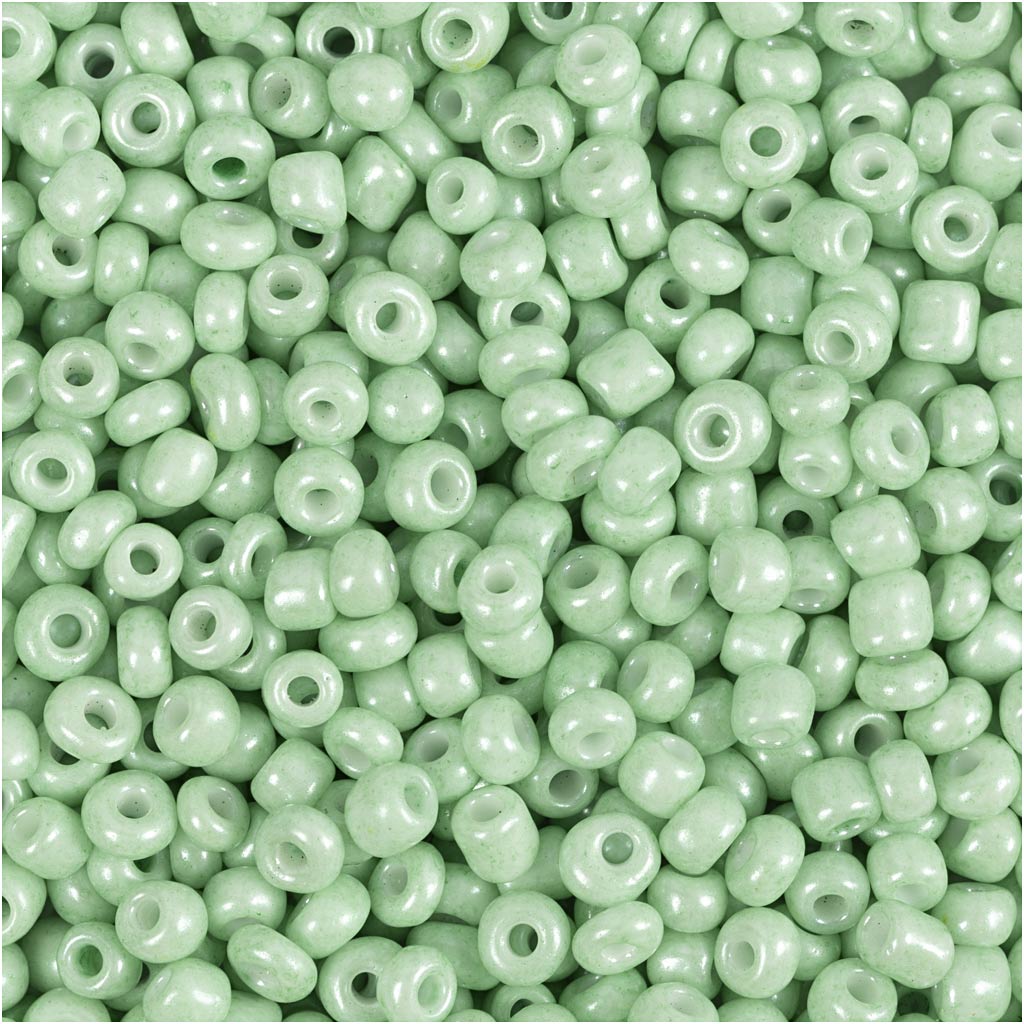 Perline Creativ Company, d 3 mm, misura 8 0, misura buco 0,6-1,0 mm, verde chiaro, 25 g 1 scatola