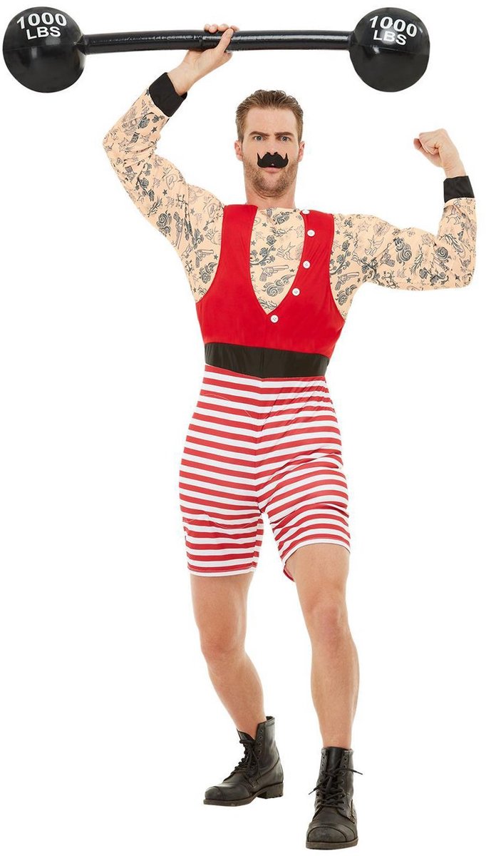 Smiffys - costume da uomo forte deluxe - m - rosso bianco