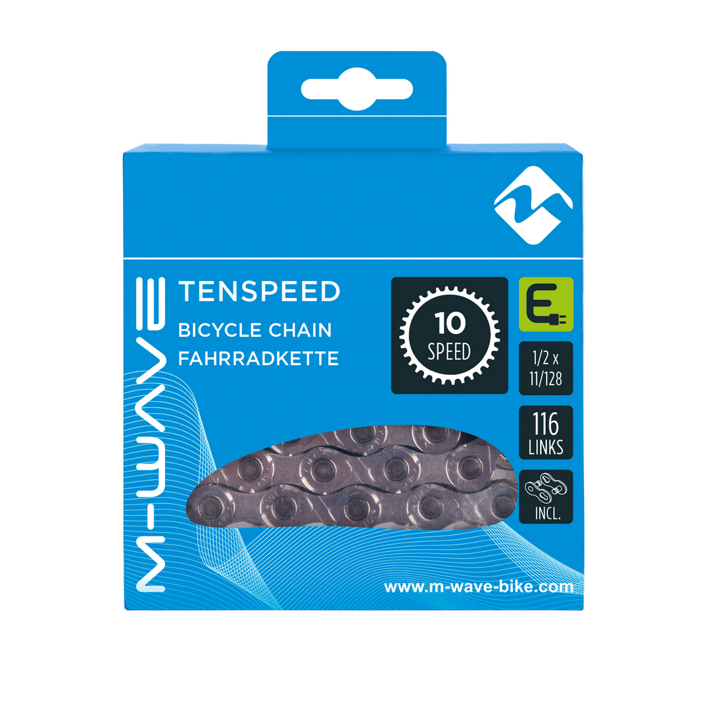 W-Wave M-Wave (KMC) Collana E-Bike 10 velocità 116 Silver sinistro