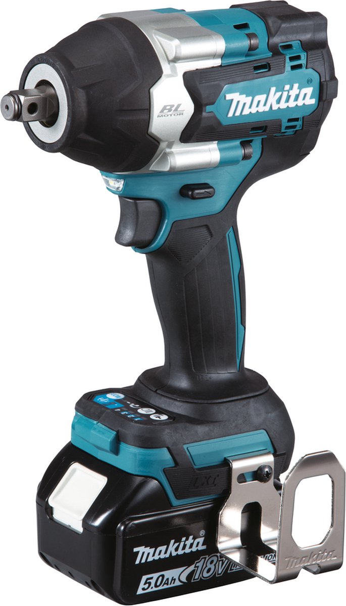 Llave de impacto Makita dtw700rtj 18 v 1 2 700nm con anillo de fricción y orificio para pasador de bloqueo | Batería de 5,0 Ah (2 unidades), cargador rápido, mbox