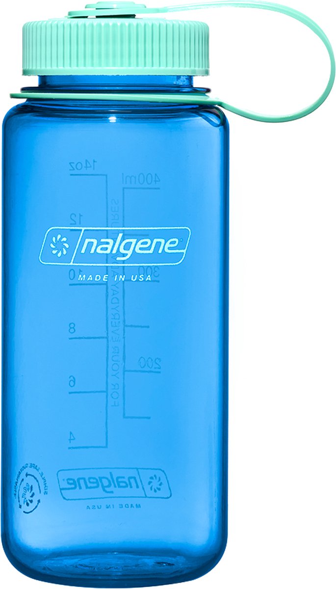 Nalgene - botella de boca ancha - botella para beber - botella de agua - a prueba de fugas - 500 ml - sin bpa - sustentable - azul aciano