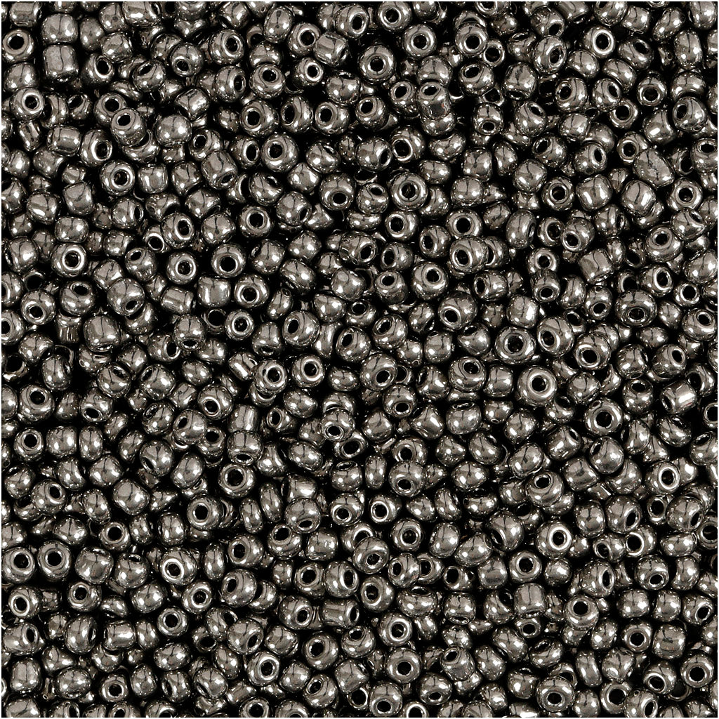 Perline Creativ Company, d 1,7 mm, misura 15 0, misura del buco 0,5-0,8 mm, metallo grigio, 25 gr 1 scatola