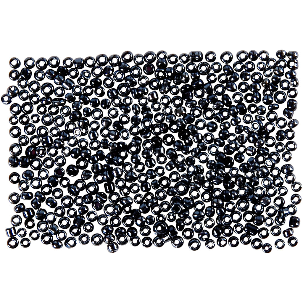 Rocallas Creativ company, d 1,7 mm, tamaño 15 0, medida de agujero 0,5-0,8 mm, gris oscuro, 500 gr 1 bolsa