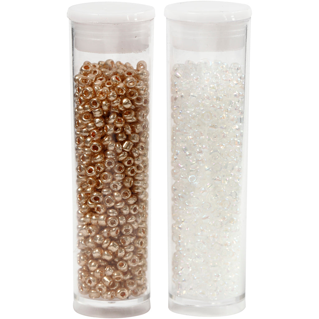 Perline Creativ Company, d 1,7 mm, misura 15 0, misura buco 0,5-0,8 mm, bianco, 2x7 g 1 scatola