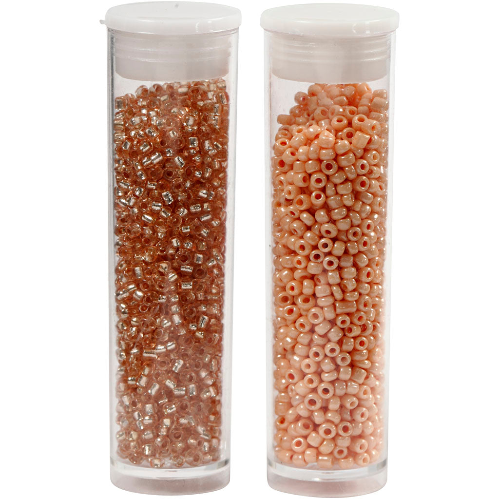 Perline Creativ Company, d 1,7 mm, misura 15 0, misura del buco 0,5-0,8 mm, pesca, pesca chiaro, 2x7 g 1 scatola