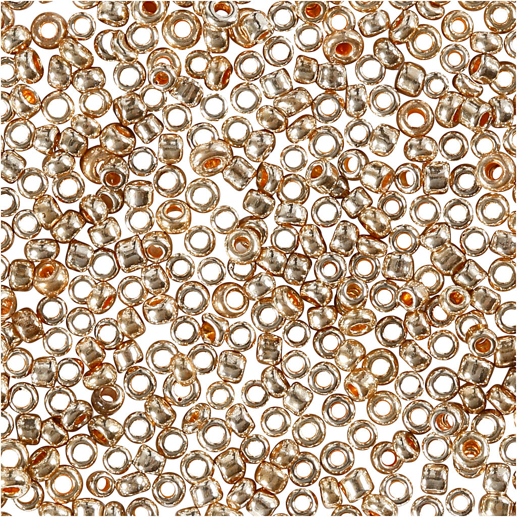 Perline Creativ Company, d 1,7 mm, misura 15 0, misura del buco 0,5-0,8 mm, oro rosa, 25 gr 1 scatola