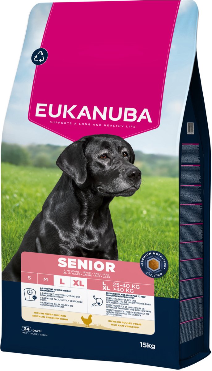 Eukanuba senior - pienso para perros - pollo - 15 kg - razas grandes