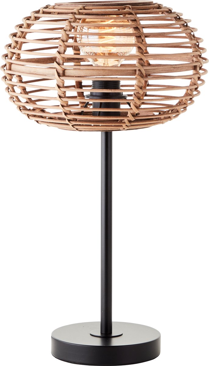 Brilliant woodball - lámpara de mesa - e27 - max 1x40w - ratán negro