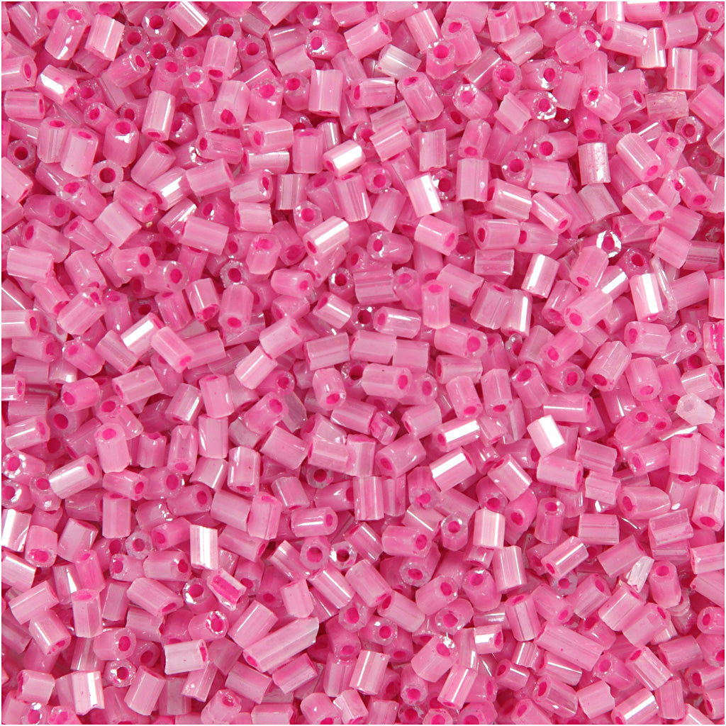 Perline Creativ Company a 2 tagli, d 1,7 mm, misura 15 0, misura buco 0,5 mm, rosa, 25 g 1 scatola