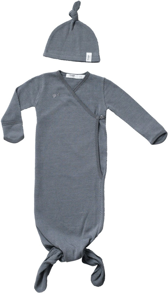 Cappello sacco nanna cocoon Snoozebaby 0-3 mesi - sacco nanna con bottoni + guanti antigraffio - sacco nanna con bottoni 50 56 - grigio tempesta - grigio -