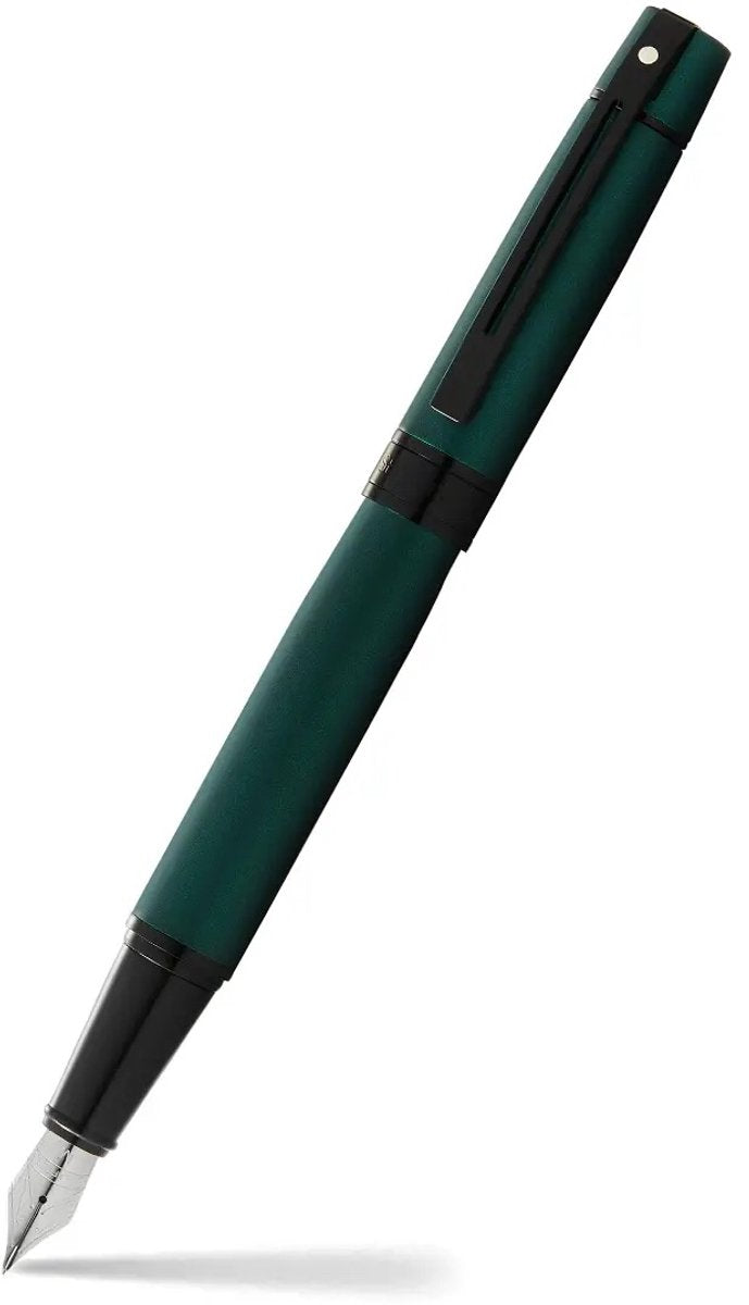 Pluma estilográfica Sheaffer - 300 - verde mate con negro - punta m - incluido convertidor para relleno - sf-e0934653
