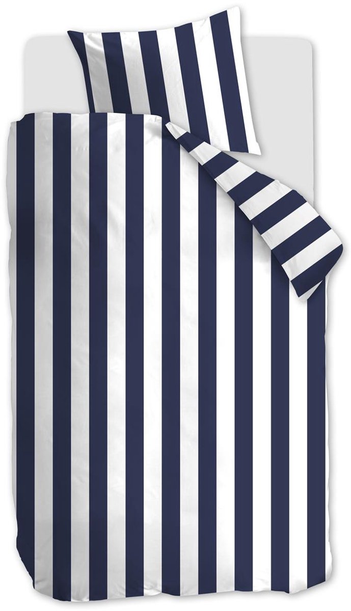Vtwonen - copripiumino a righe verticali - singolo - 140x200 220 cm - blu navy