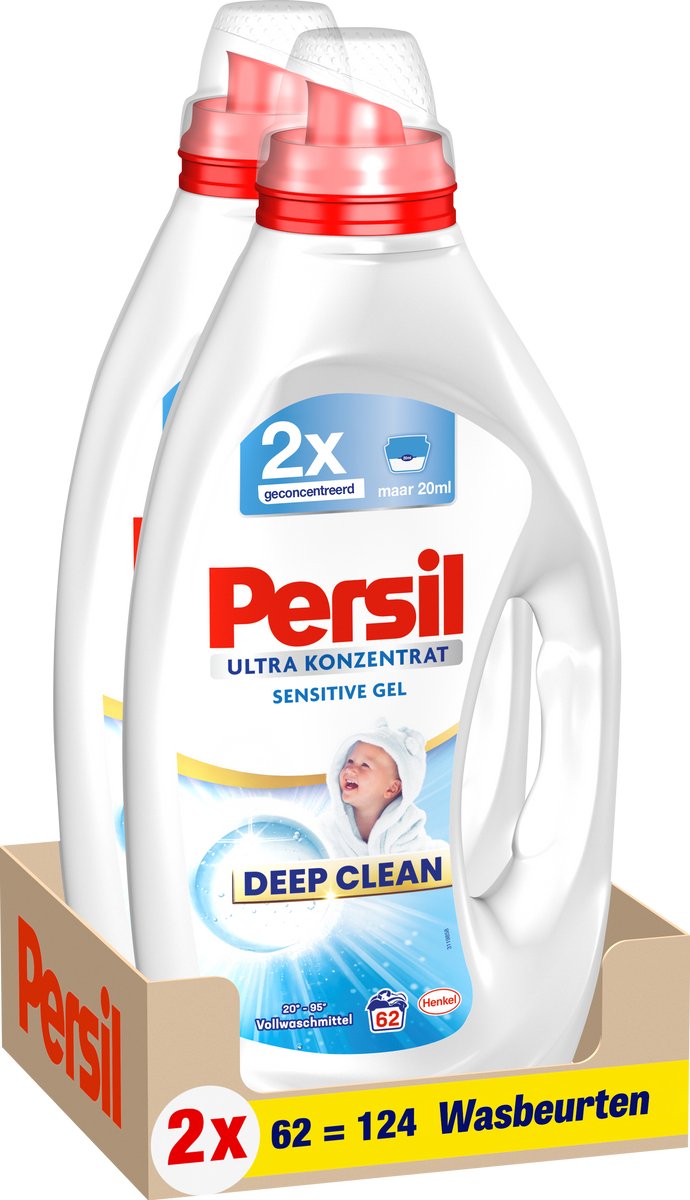 Detergente sensible ultra concentrado Persil | 2 x 62 lavados | embalaje de valor