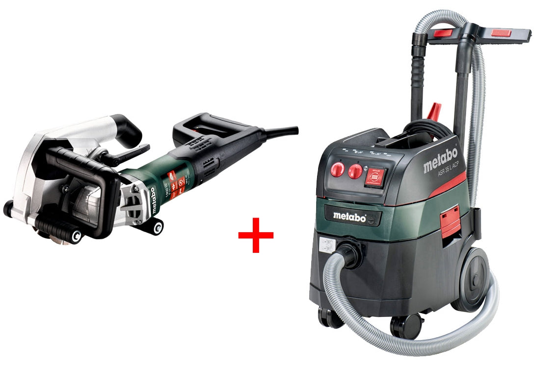 Metabo mfe 40 fresa a muro 1900 watt profondità 40mm con dischi 125mm + aspiratore edile asr 35 l acp