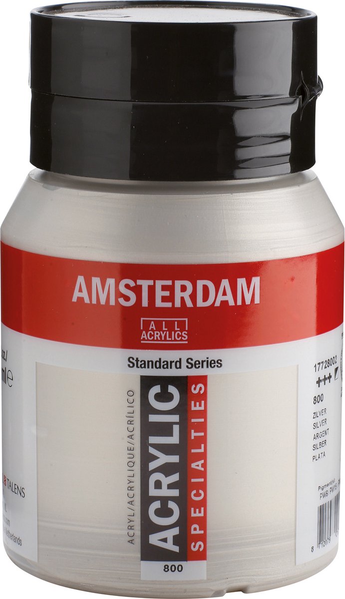 Vaso di colori acrilici serie Amsterdam standard da 500 ml argento 800