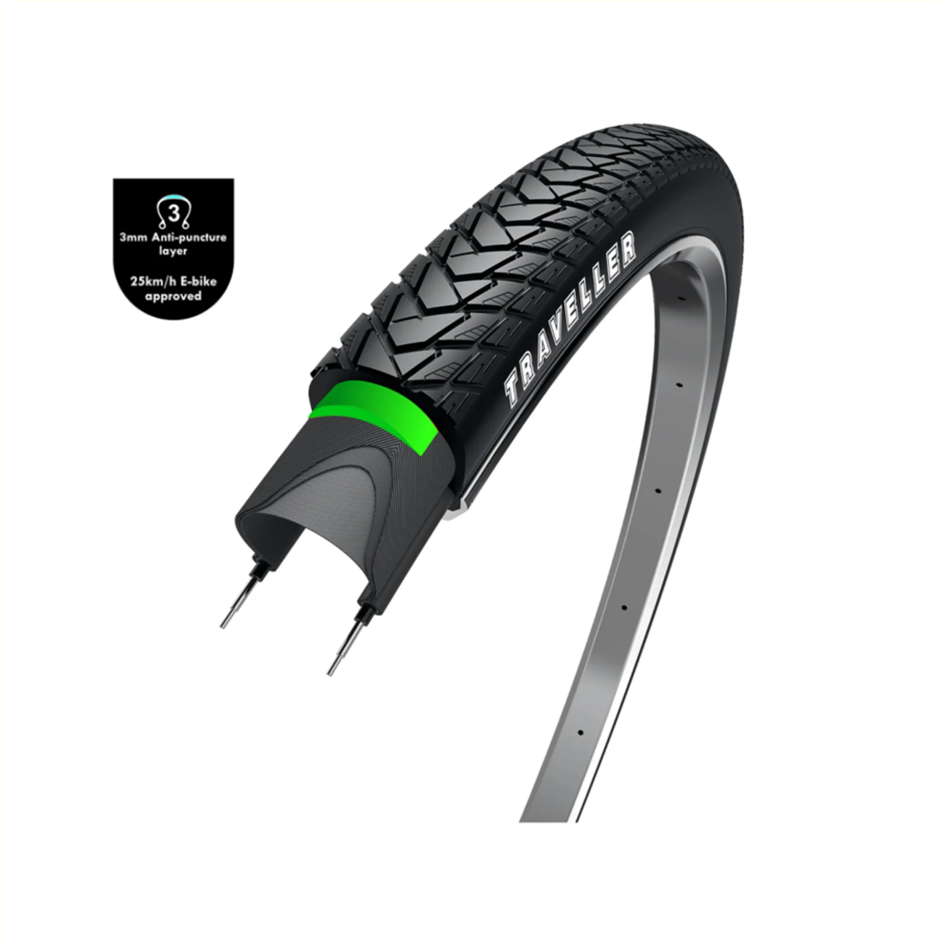 3M Wolff Traveler, negro con reflexión, 28x1.60, ETRO 42-622 3 mm Anti-Llek