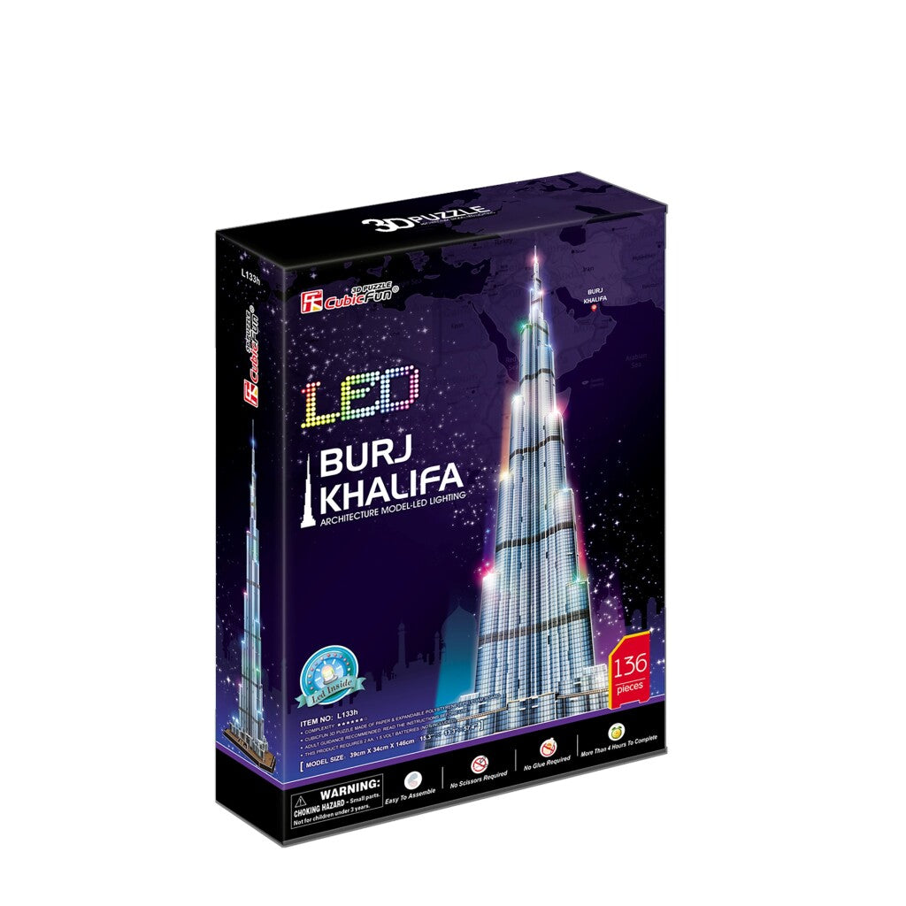Divertimento cubico divertimento 3d puzzle Burj Khalifa con illuminazione a LED