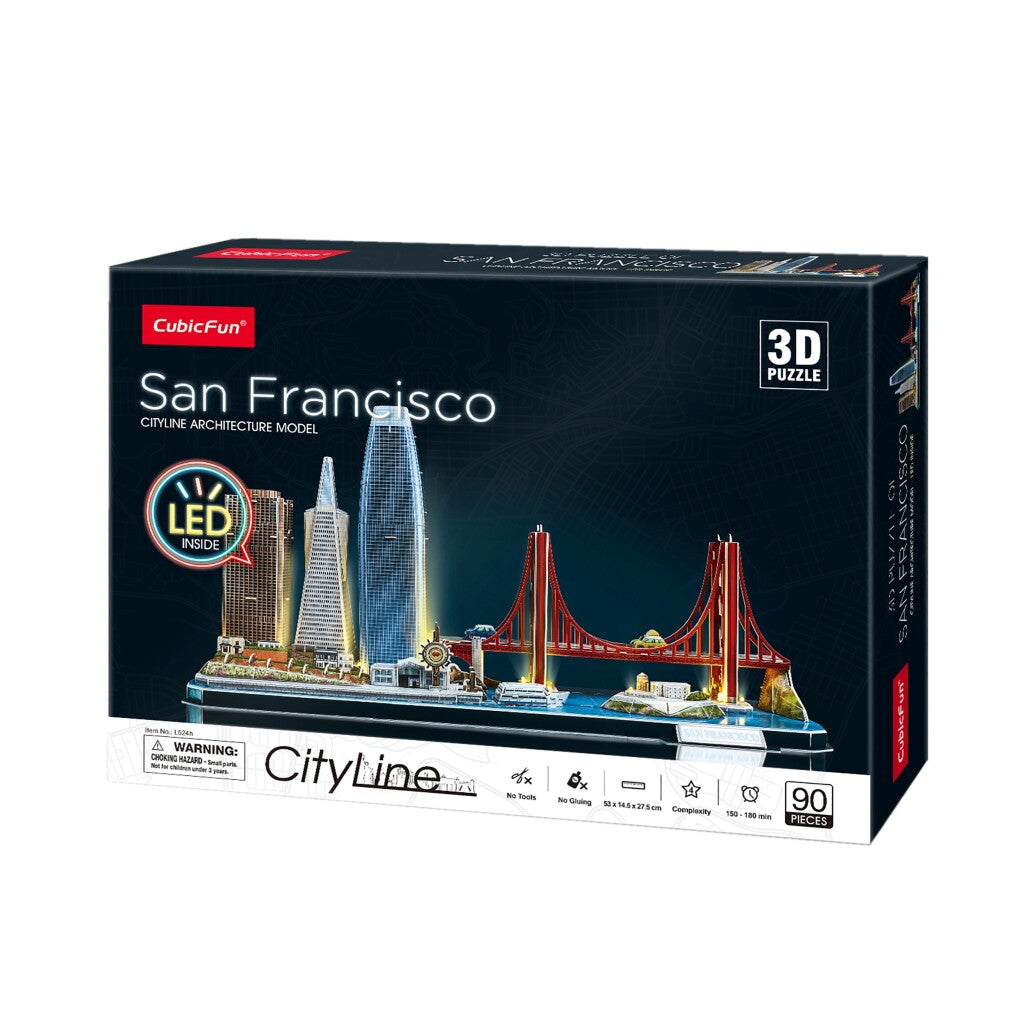 Divertimento cubico divertimento cubico divertimento 3d puzzle città san Francisco + illuminazione a LED 90 pezzi