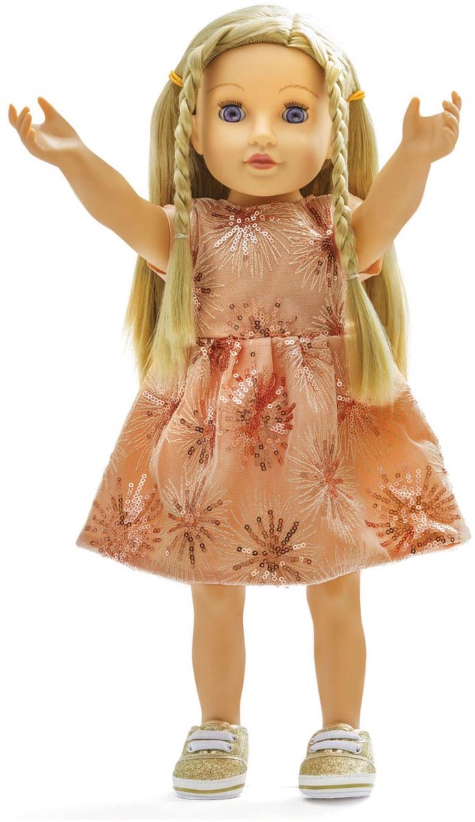 Dolls Glitter dress Rose Gold, 28-35 cm