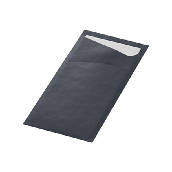Duni sacchetto zwart met 2-laags wit servet (500 stuks)